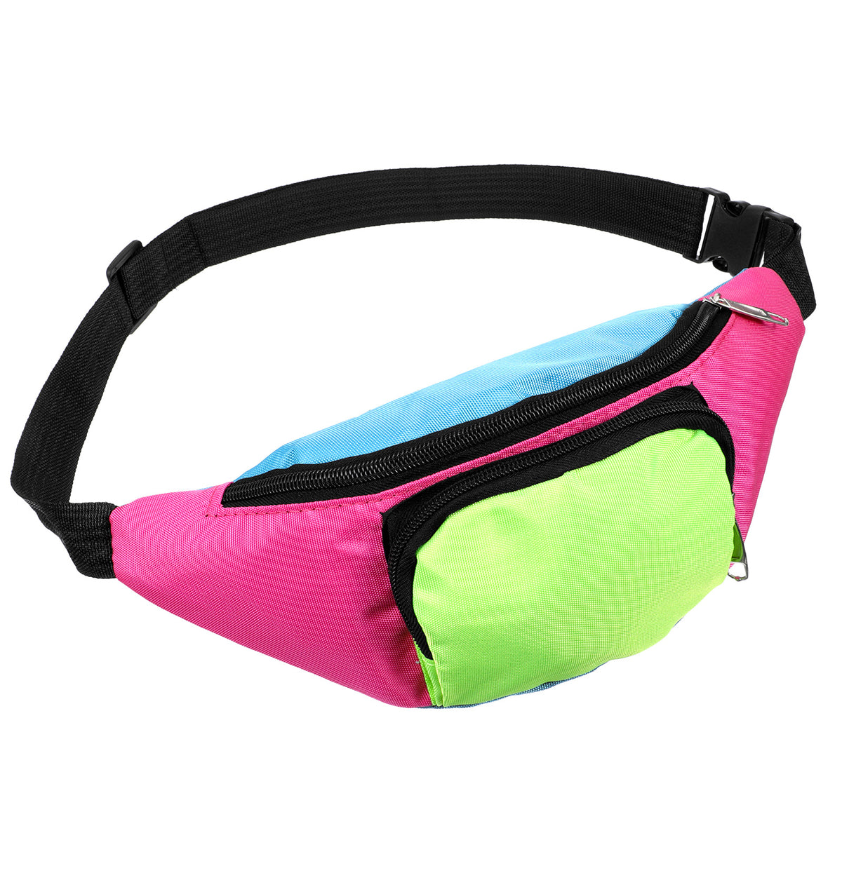 90s Fanny Pack, Neon Fanny Pack Retro Oxford with 2 Pockets Adjustable