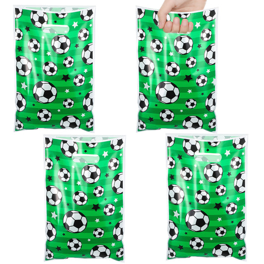 Classicseali 50pcs Soccer Treat Bags, Plastic Soccer Party Bags for Football Sport Theme, Soccer Goodie Bags for Sports Events and Birthday Parties for Sport Teams Events Birthday Theme Party Supplies