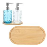 Elegaperma 2PCS Bamboo Tray, Slim Natural Bamboo Serving Tray with Drainage Grooves, Set of Two Practical Bamboos Trays for Bathroom Sink & Vanity