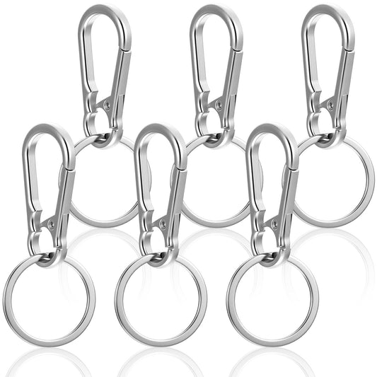 Oruola 6 Pack Dog Tag Clip for Collar,Dog Tag Clips with Ring,Durable Stainless Steel Quick Clips,Easy Change Pet Tag for Dog Cat Collar Harness Keychains,Silver