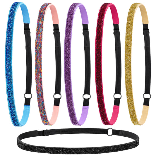 Elegaperma 6pcs Glitter Headbands Softball, Adjustable Glitter Headband