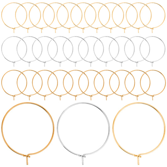 Classicseali 120pcs Earring Hoops for Jewellery Making, Wine Glass Charm Rings, Gold and Silver Earr Make Kit, Earring Beading Hoops, 25 mm Earrings Hoop for DIY Craft, Party, Wedding Decor