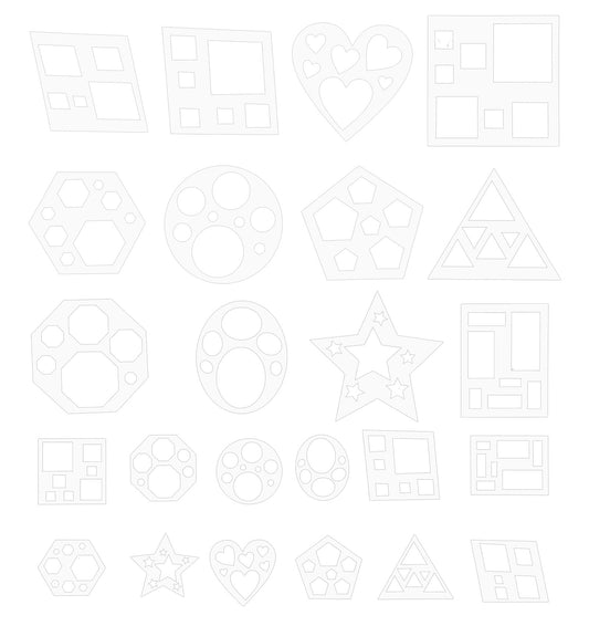 24 Pcs Geometric Stencils, Drawing Shape Templates Set with Circle Square Star, Reusable Art Painting Stencils for Scrapbooking & DIY Projects