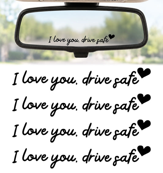 I Love You Drive Safe Mirror Sticker, 4 Stück Hochwertige Vinyl-Folie
