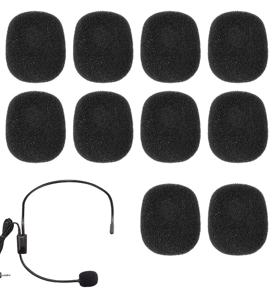 10 PCS Microphone Cover, Microphone Foam Cover Sponge Windscreen Protectors for Clear Audio (Black, 3 Cm)