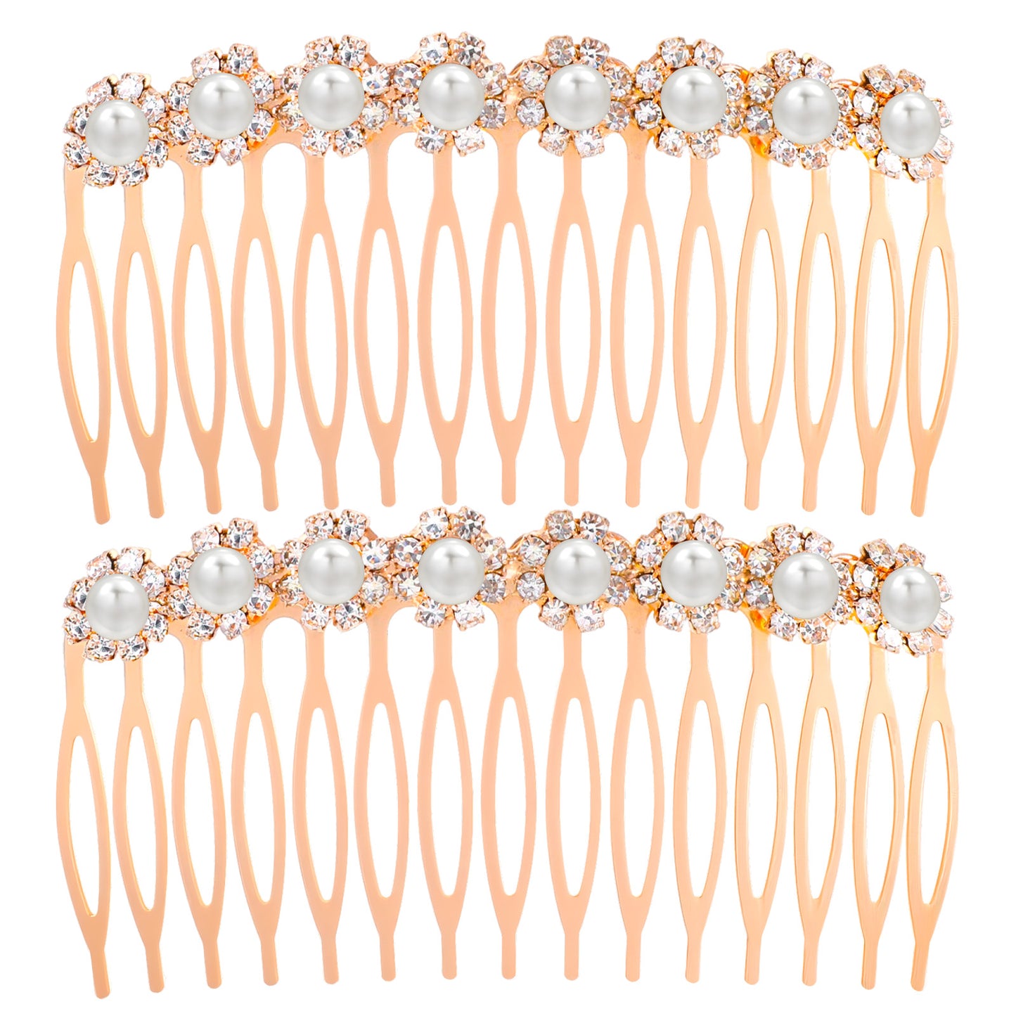 Elegaperma 2pcs Pearl Hair Comb,Hair Comb Slides for Women,Decorative French Hairs Combs with Pearls,Gold French Hairs Clips Accessories for Bridal Bridesmaids Wedding Daily