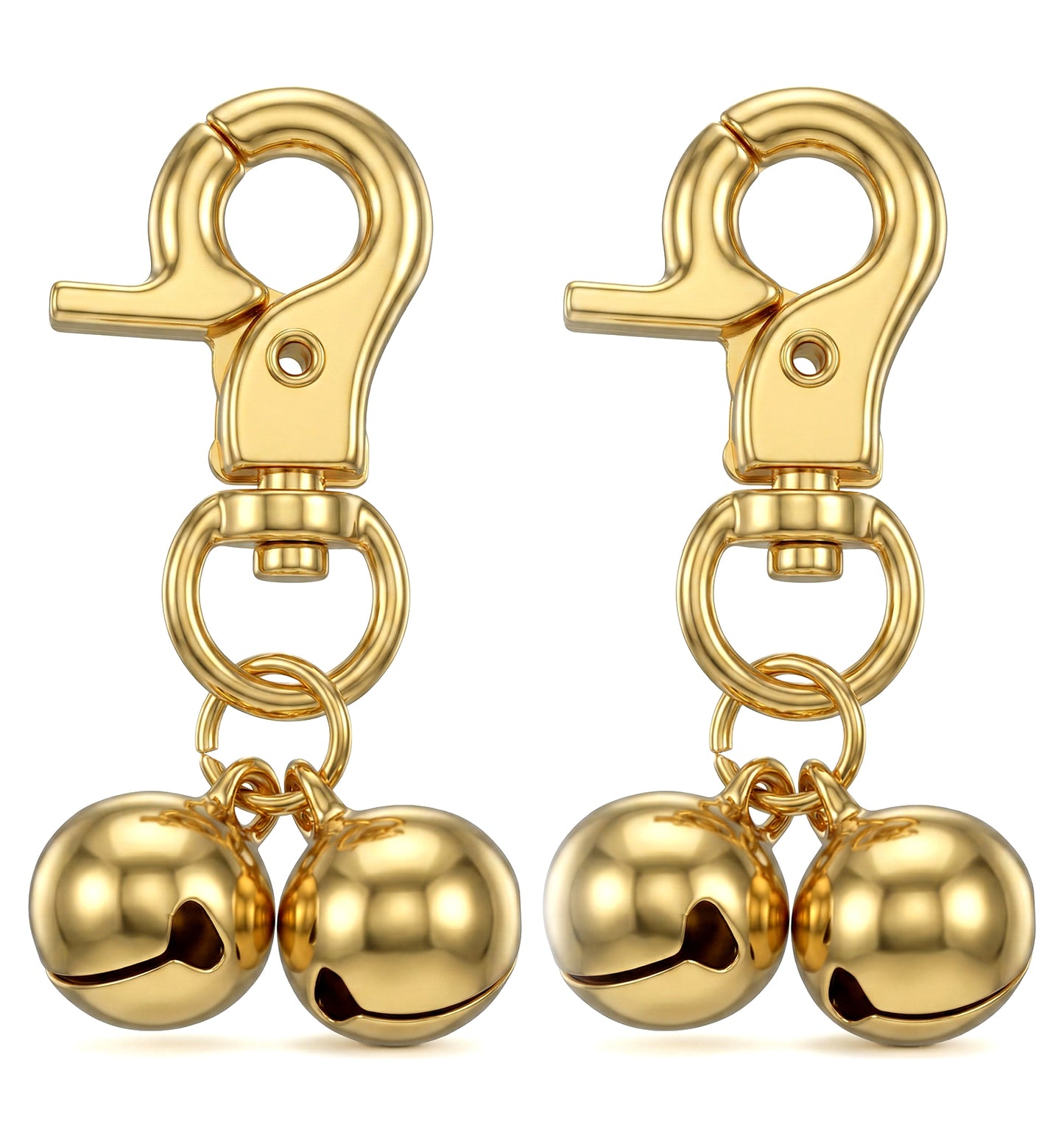 ValueBargain 2 Pcs Dog Bells for Collar, Cat Bells for Collars Loud with Heavy Duty Snap Clips (Gold)