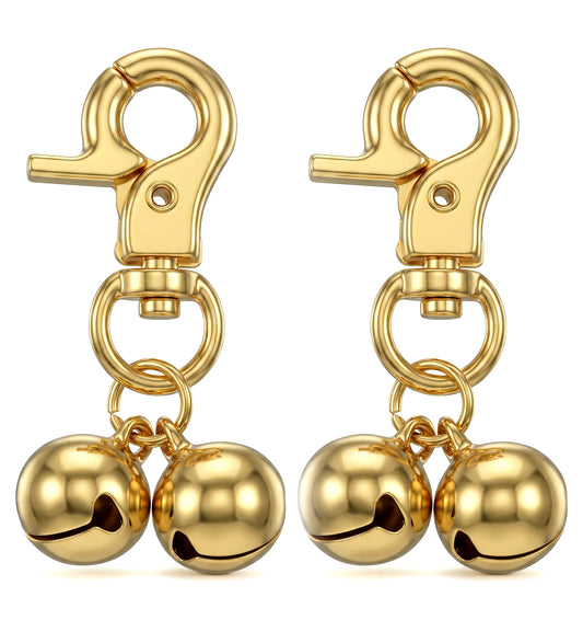 ValueBargain 2 Pcs Dog Bells for Collar, Cat Bells for Collars Loud with Heavy Duty Snap Clips (Gold)