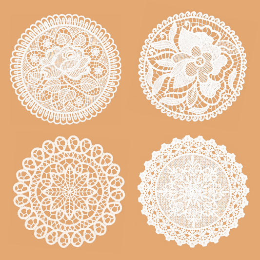 Classicseali 8pcs Lace Doilies, White Lace Doilies for Tables, 6.5 In Vintage Round Table Doilies, Rustic Table Placemat Decoration for Farmhouse Tables, Rustic Kitchen, Wedding Decoration