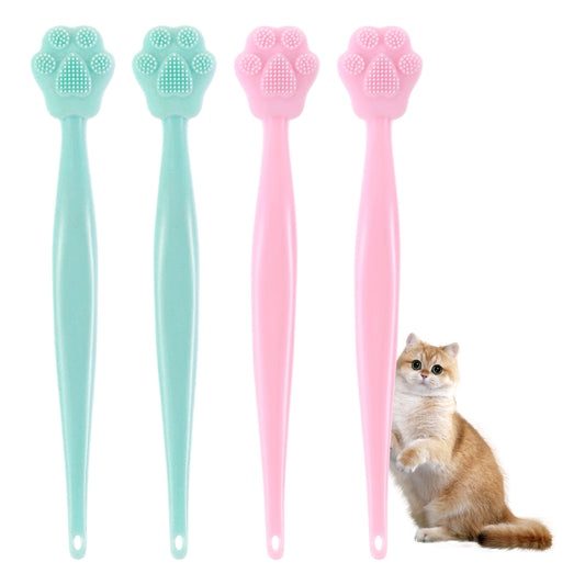 Classicseali 4PCS Cat Acne Treatment Brush, Black Seed Soft Silicone Grooming Scraper, Cat Chin Cleaner Acne Chin Treatment, Cats Chins Brush for Feline Chins Blackhead Removal (Pink & Blue)