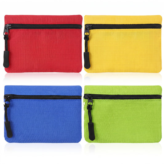Guduling 4Pcs Small Zip Purse Small Cloth Pouch,4 Color Oxford,11.5 X 8.5CM