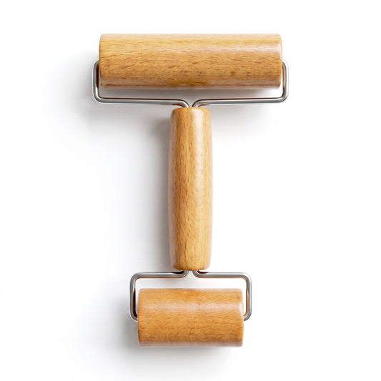 Classicseali Dough Roller, Baking Roller for Baking, Beech Wood & Stainless Steel Small Pastry Roller with Non-Stick Surface, Ideal for Cookie Dough, Tortilla, Fondant & Clay