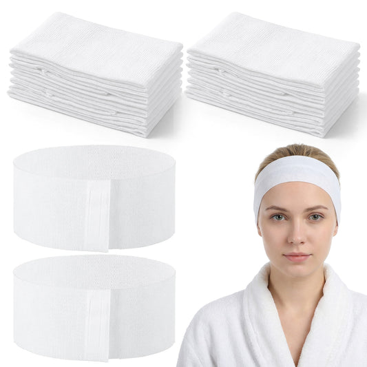 Oruola 50-Pack Disposable Headbands for Facials – Soft Non-Woven Elastic Facial Headbands for Professional Salon or Home Skincare Use