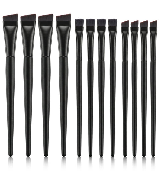 12 Pcs Black Brow Brush, Eyebrow Tint Brush & Angled Eyebrow Brush Set, Multi-Function Eye Makeup Tool