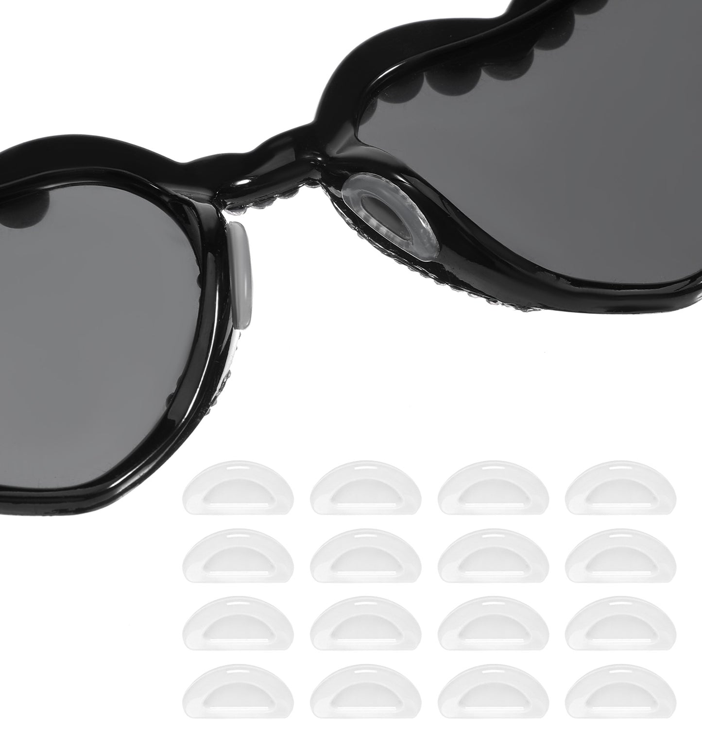 12 Pairs Nose Pads for Glasses, Adhesive Glasses Nose Pads for Eyeglasses & Sunglasses to Prevent Noses Dents & Sliding (Clear)