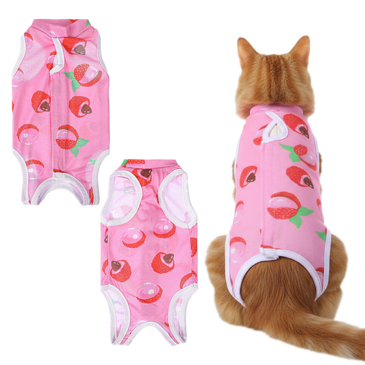 Elegaperma 2Pcs Cat Surgery Recovery Suit, Soft Breathable Polyester Cat Post Surgery Suit with Belly Protection,Comfortable Cats Body Suits After Surgeries for Spay/Neuter Wound Care, Skin Conditions