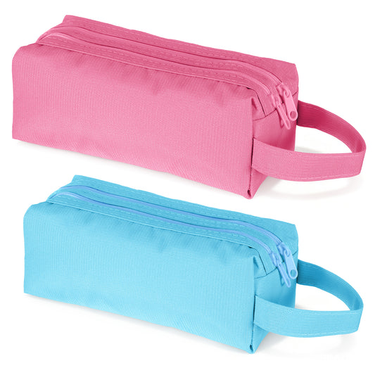 Elegaperma 2Pcs Mesh Shower Caddy, Waterproof Oxford Mesh Shower Bag with Reinforced Handle, Portable Camping Wash Bag for Toiletries, Travel, Gym, Beach (Blue & Pink)