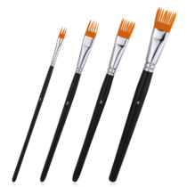 4 Pcs Artists Paint Brushes, Professional acrylic paint brushes Nylon & Birch Wood Comb Brushes, Watercolor & Oil Painting (Black)