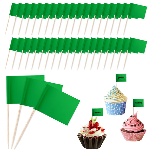 Guduling 100 Pcs Food Flags,Buffet Food Labels,Foods Flags for Buffets to Write on,for Buffet, Cheese Markers, DIY Stick Flag,Party Decoration,Cocktail Picks for Partys, Bar, Sport Events(Green)