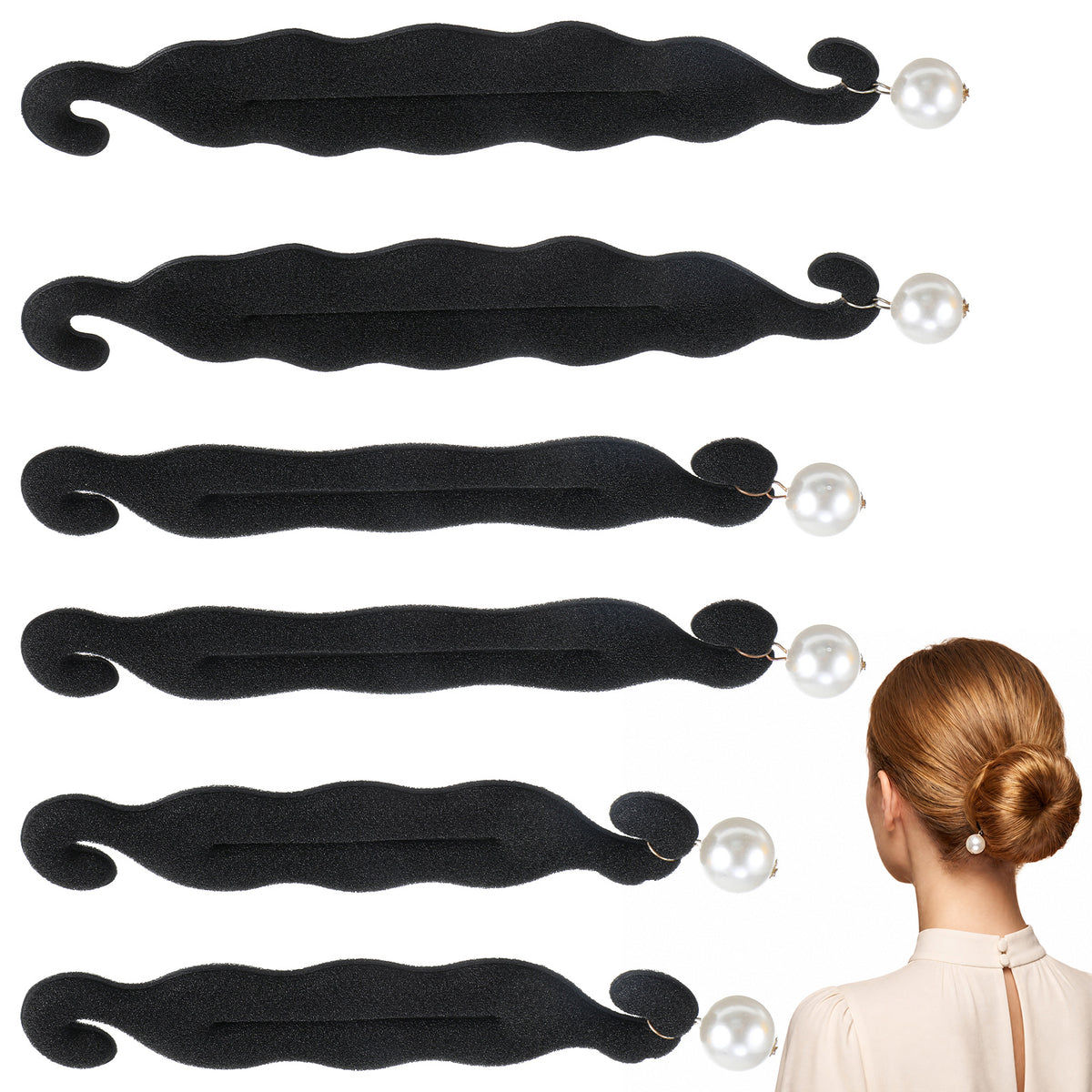 Elegaperma 6Pcs Magic Hair Bun Holder, Sponge & ABS Flexible Hair Bun Maker