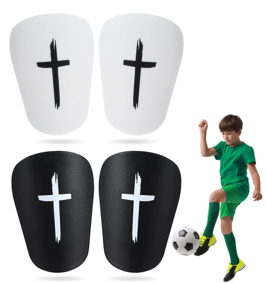4Pcs Mini Shin Pads, 8cm Small Shin Pads for Football Kids Soccer Shinpads, Tiny Sport Shinguard Protective Equipment for Kids Teenagers Boys Girls, Black & White
