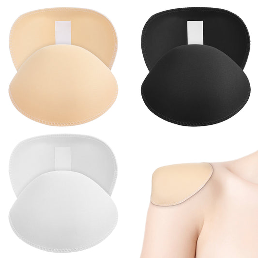 Oruola 3 Pairs Shoulder Pads for Womens Clothing,Self-Adhesive Breathable Shoulder Pads for Women Men Sloping High Low Shoulders Blazer Suit T-Shirt Dress(Black White Skin Color)