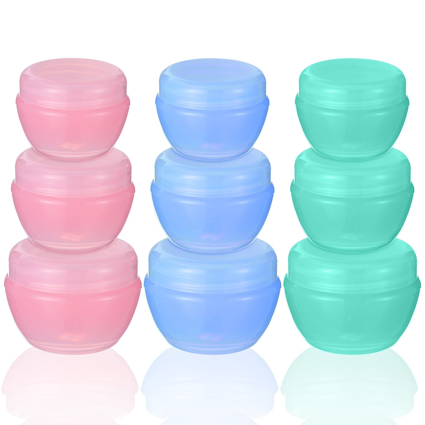 Guduling 9 Pcs Travel Pots for Cream,Plastic Small Travel Cream Pots,Leakproof Refillable Cosmetics Makeup Jars with Lids for Creams Gel Paste, Cosmetic Makeup Face Body Hand Creams