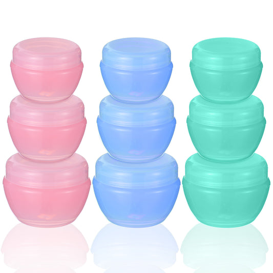 Guduling 9 Pcs Travel Pots for Cream,Plastic Small Travel Cream Pots,Leakproof Refillable Cosmetics Makeup Jars with Lids for Creams Gel Paste, Cosmetic Makeup Face Body Hand Creams