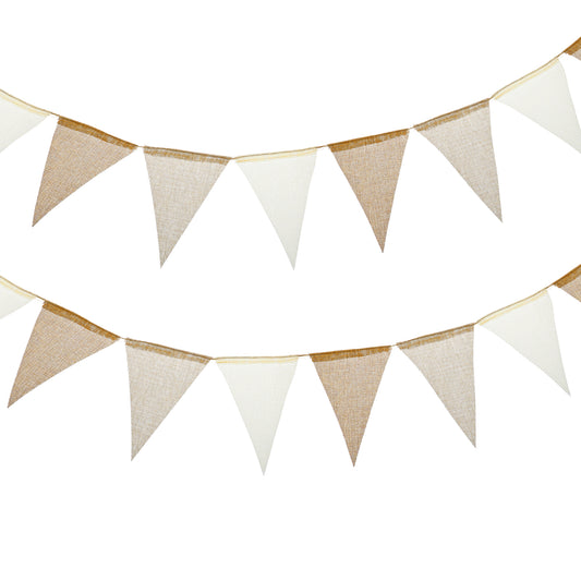 Elegaperma 8m Party Bunting, Bohemian Burlap Banner Garland, Flag Banner Garlands Easily Hang for Indoor and Outdoor Decoration, for Weddings, Birthdays, Festivals, Camping Parties, Boho Parties