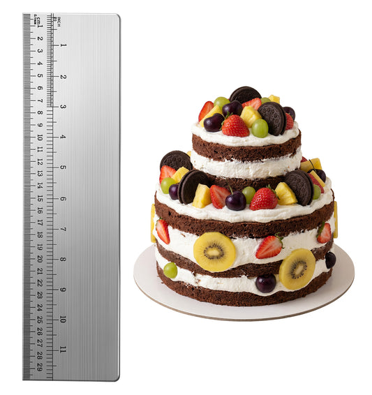 12 Inch Stainless Steel Cake Scraper,Cake Edge Smoother with Scale, Metal Cake Scraper Tool for Baking, Cake Decorating, Buttercream Icing