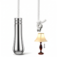 Elegaperma Light Pull Cord Handle, Bathroom Pull Cord with 150cm White Polyester String Zinc Alloy Teardrop Light Pulls Handle for Ceiling Light, Bathroom (Silver, 6 X 1.8 X 1.8 Cm)