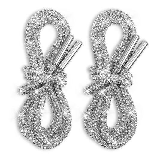 guduling 2 Pcs Rhinestone Laces,White Rhinestone Shoe Laces,Crystal Bling Bling Shiny Round Shoe Lace for Sneakers,Drawstring Cords Replacement for Sweatpants Shorts Crystal Hoodies