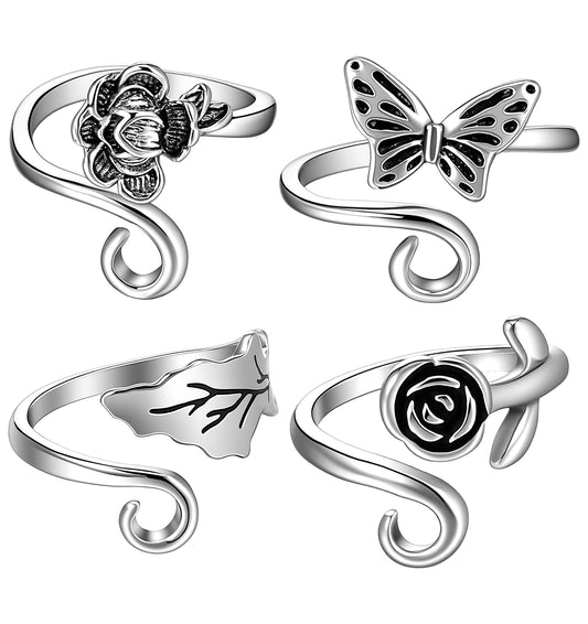 4 Pcs Crochet Ring, Adjustable Tension Ring for Crocheting Yarn,Knitting Accessories