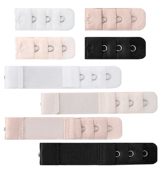 8 Pack Bra Extenders 3 hooks, Soft Stretchy Back Bra Strap Extender, 1 Hook