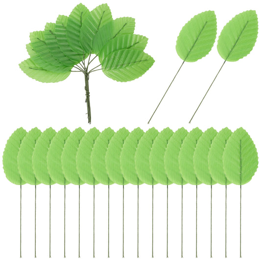 guduling 200 Pcs Green Leaves, Realistic Green Flowers Craft Leaves with Bendable Wire Stems, Artificial Rose Leave for Floral Arrangements and DIY Home Decor