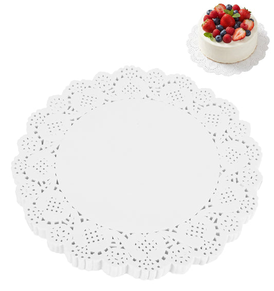 Thrymme 150 PCS Paper Doilies White, White Disposable Doyleys Lace Paper Round for Cakes, Desserts, Wedding & Birthday Decorations (24 cm)