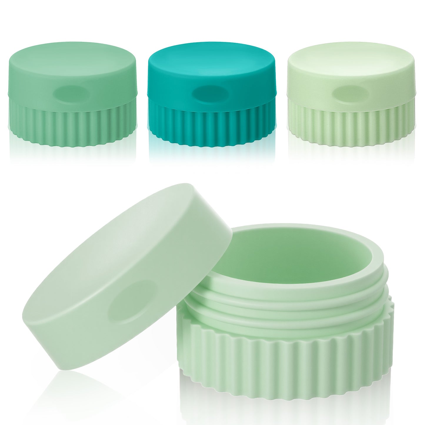 Oruola 4 Pcs Travel Pots,Silicone Cream Jar,Small Silicone Travel Containers,Travels Containers for Toiletries,with Lids,for Hand Cream, Body Lotion & Toiletries, Squeeze Bottles for Travels