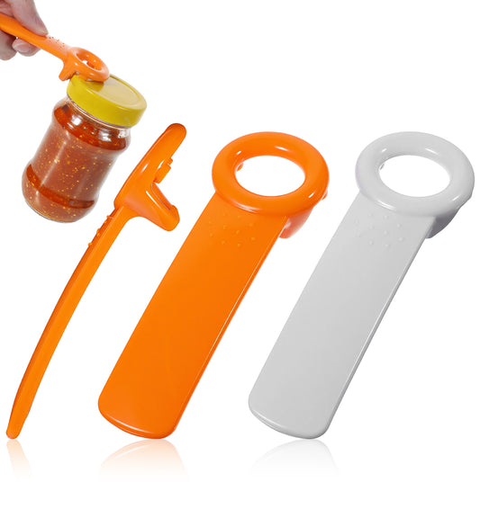 2Pcs Jar Key Lid Opener, 5.51-Inch Jar Key for Seniors & Arthritis, Plastic Church Key Can Opener for Sealed Lids (White & Orange)