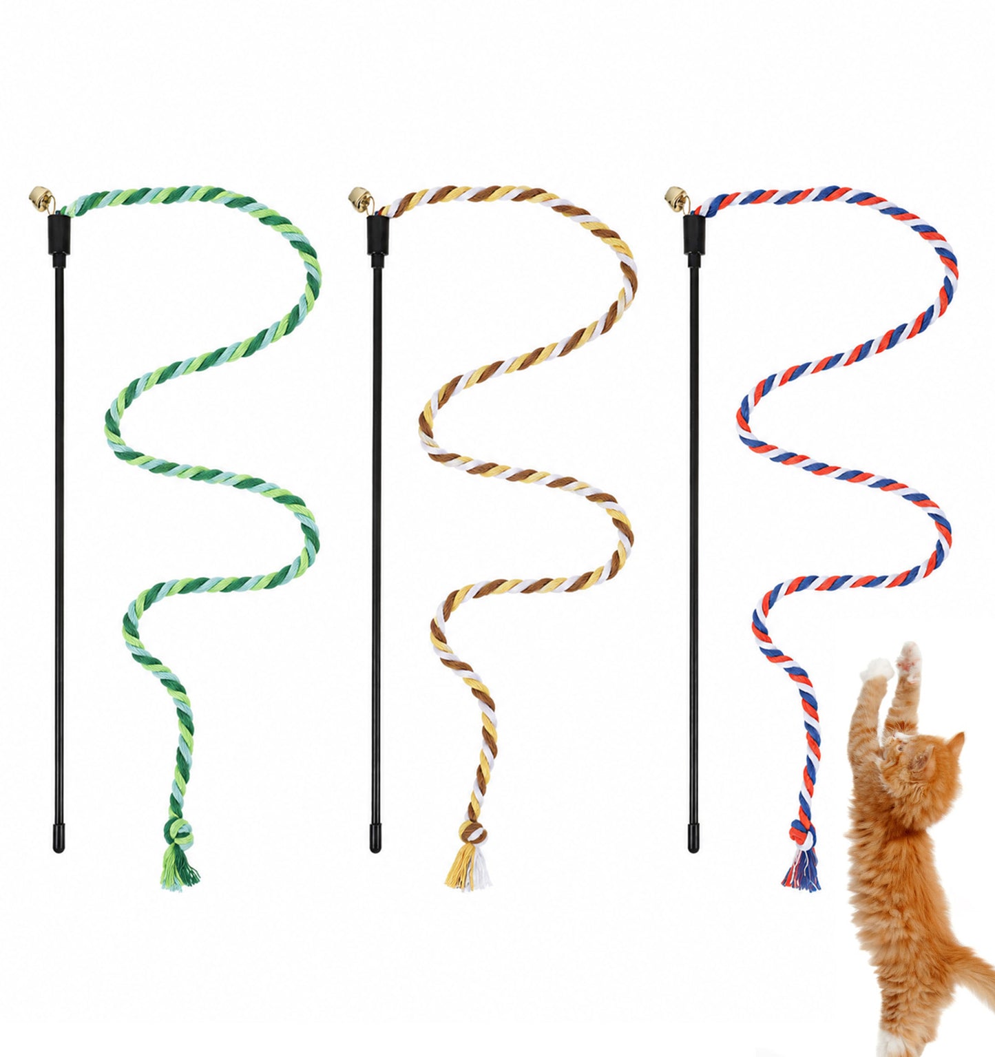 3 Pcs String Toys For Cats, Cat Toy String with Bell Lightweight