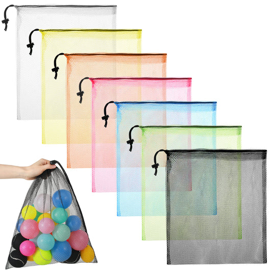 Oruola 7pcs Mesh Drawstring Bag,18 x 12 Inch Nylon Mesh Bags Drawstring for Storing Pool Beach Ball Toys,Mesh Storage Bag for Collecting Travel Sports Gym Yoga