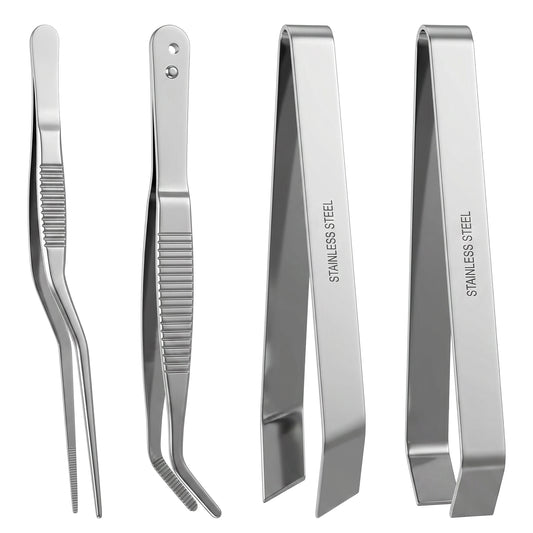 Classicseali 4PCS Fish Bone Tweezers,Stainless Steel Fish Tweezers, Fish Tweezers for Salmon & Sushi Prep, Precision Seafood Deboning Tool for Home & Pro Chefs (Silver)