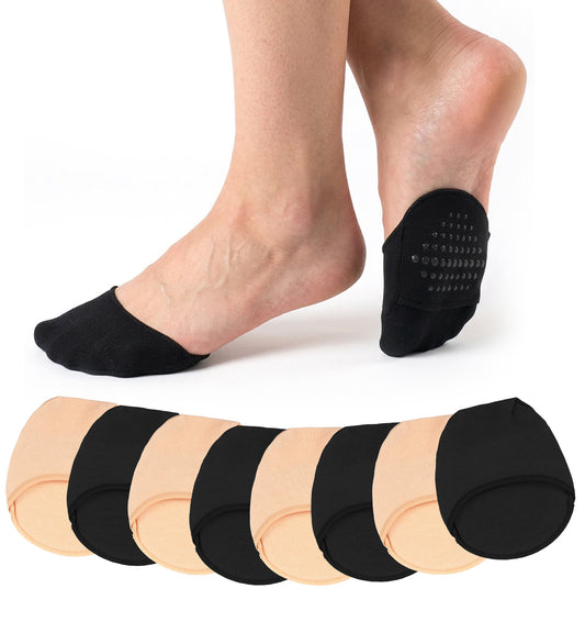 4 PCS Toe Socks for Women, Toe Topper Socks for Women (Beige, Black)