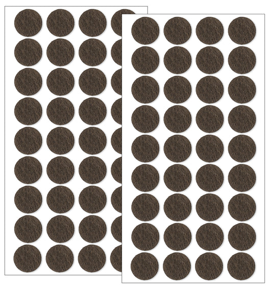 72 PCS 1/2 Inch Felt Pads for Chair Legs, 1/2 Felt Pads for Chair Legs & Cabinet Doors, Self-Adhesive Felts Bumpers for Quiet Closing (Brown, 3/4 Inch Diameter)