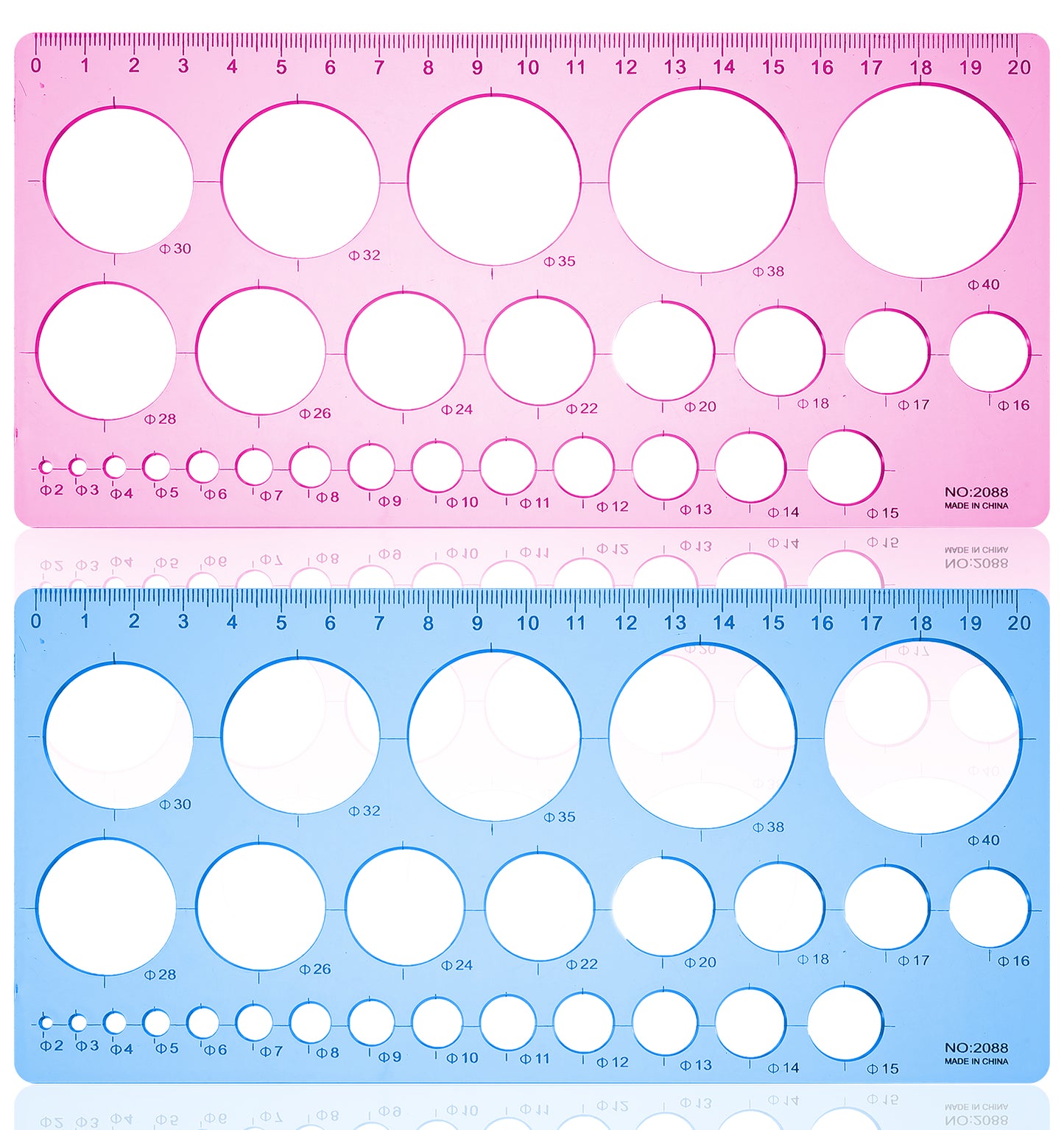 2 PCS Circle Stencil, Multi-Function Plastic Circle Templates for Drawing Drafting & Crafts (Blue, 8.3 X 4.1 X 0.08 in)