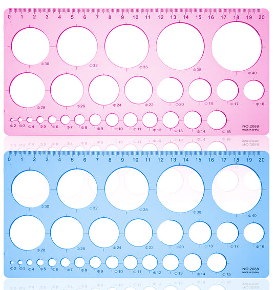 2 PCS Circle Stencil, Multi-Function Plastic Circle Templates for Drawing Drafting & Crafts (Blue, 8.3 X 4.1 X 0.08 in)