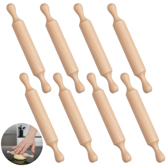 Guduling 8-Pack Wooden Rolling Pin,5.5-Inch Small Rolling Pin with Dual Handles, Mini Rollings Pins & Cookie Baking Tools for Holiday Kitchen Fun