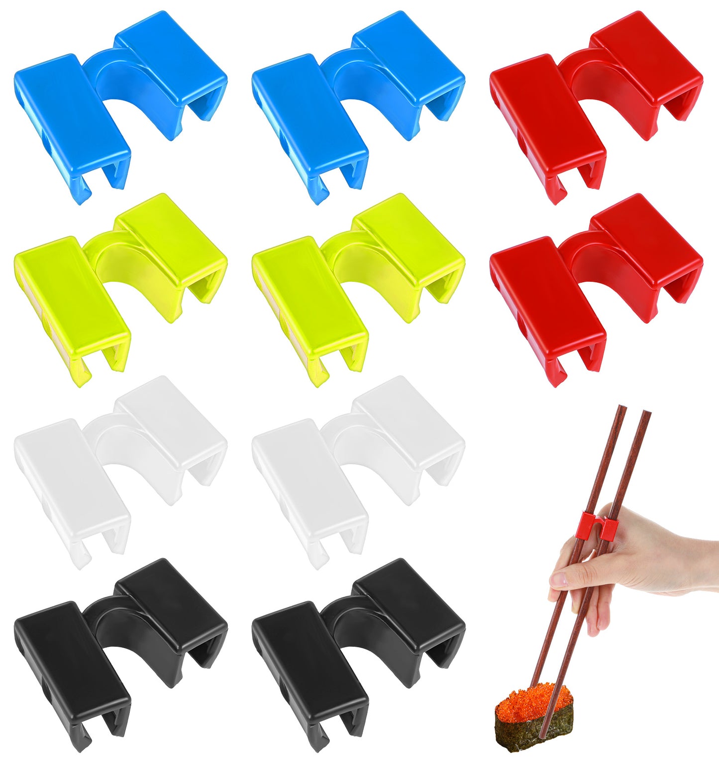 10 Pcs Chopsticks for Beginners, Kids Chopsticks Helper Reusable Training Chop Sticks Helpers Hinges Connector Easy Trainers for Beginners Learner, Easy Grip for Learning, Multicolour