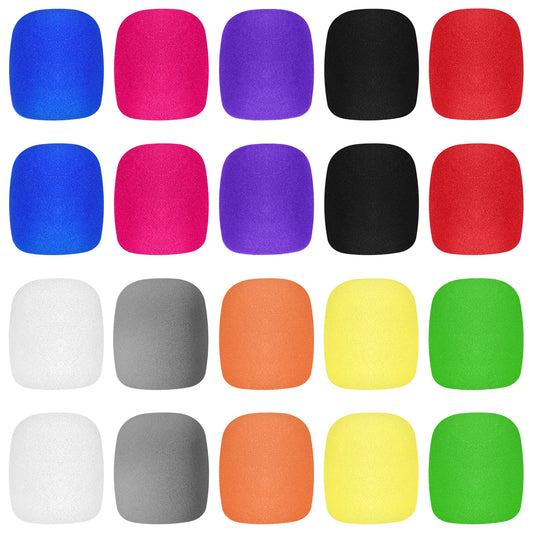 Elegaperma 20Pcs Microphone Covers, 10 Colors Mic Cover Easily clean and reuse, Soft and Thick Microphone Windscreen, Protecting Microphones from Saliva and Moisture, Keep Clean and Away from Dust