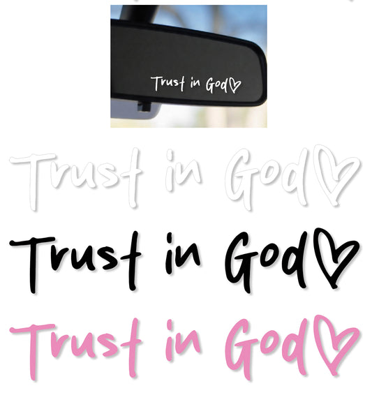 Trust in God Rearview Mirror Sticker, 6PCS Trust in God Mirror Sticker for Women and Men, Car Interior Decor for Rearview Mirrors, Vanity Mirrors, or Dashboard, Available in White, Black, and Pink