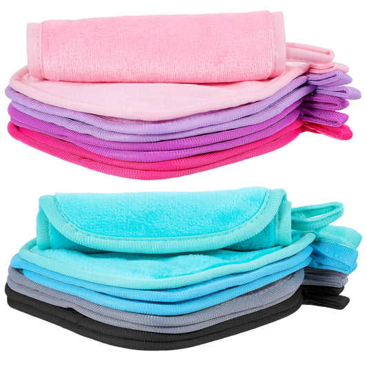 Guduling 16 Pcs Reusable Face Cleansing Pads, Makeup Remover Cloth, Reusable Cotton Pads, Flannel Makeup Towels, Soft and Skin-Friendly for Face and Lips, 8 Colors, 16 X 17 cm